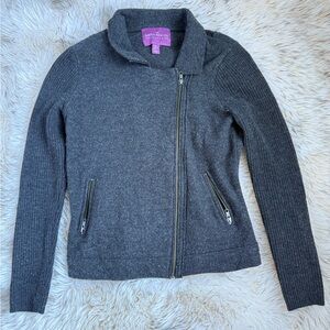 Savile Row London 100% Wool Gray Zip Sweater Jacket Coatigan M